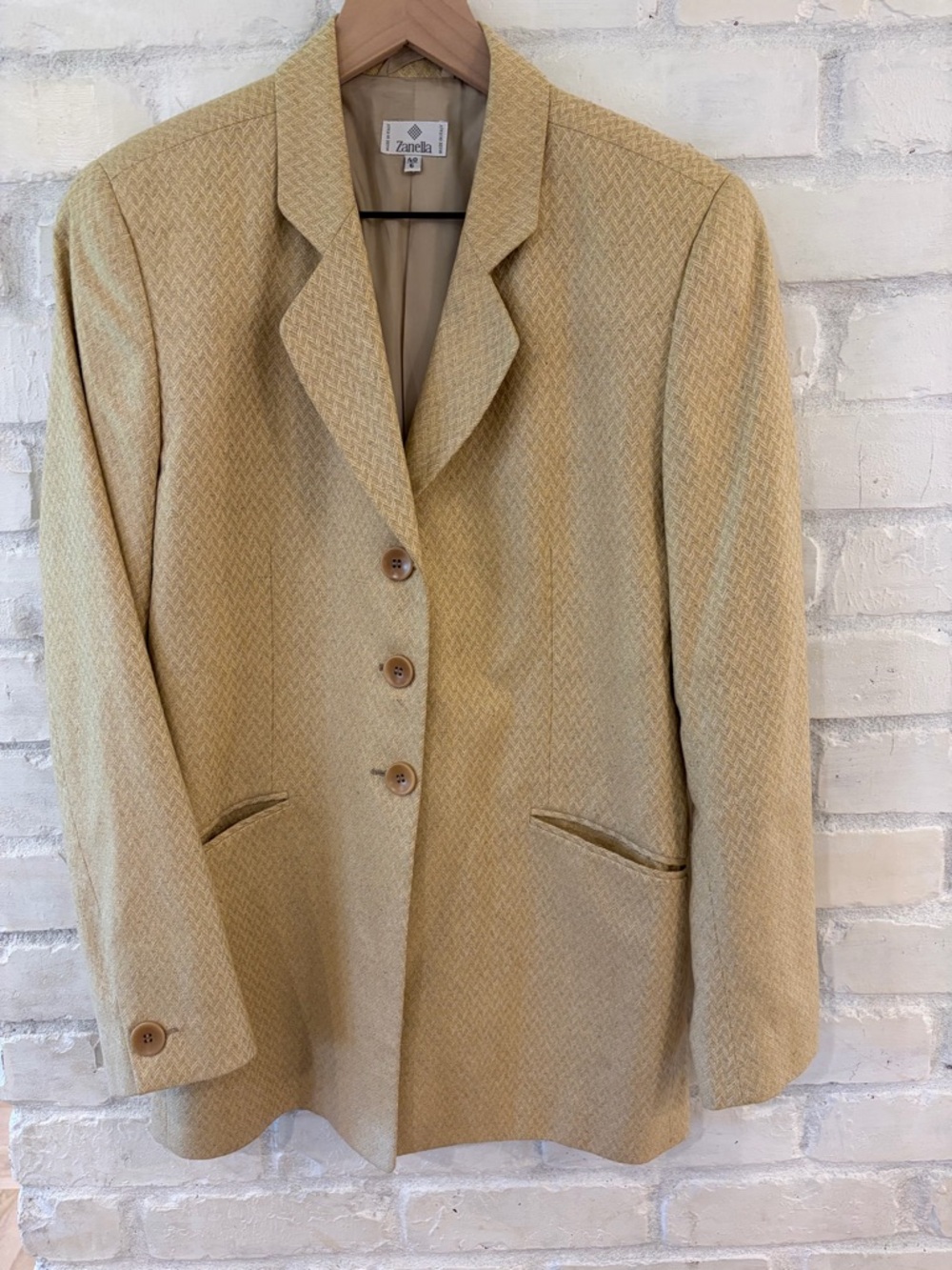 Zanella Women's Beige Textured Notch-Lapel Blazer
(B2)